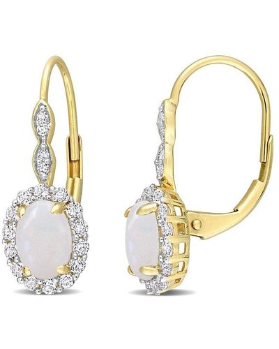 Rina Limor 14k 1.78 Ct. Tw. Diamond & Gemstone Halo Earrings - Metallic