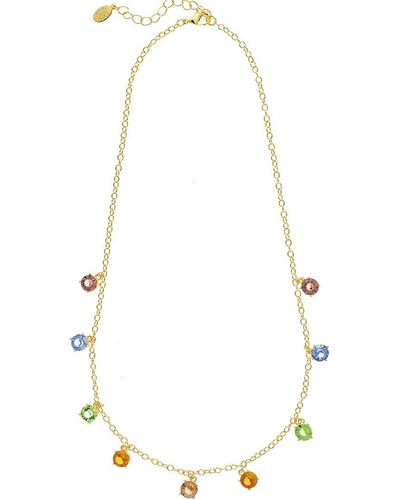 Rivka Friedman 18k Plated Crystal Dangle Necklace - White
