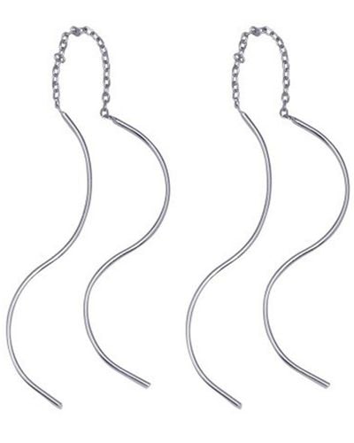 Adornia Silver Threader Earrings - White