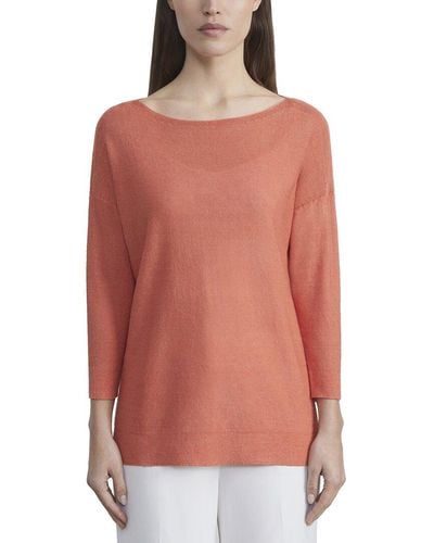 Lafayette 148 New York Ombre Bateau Neck Silk Pullover - Pink