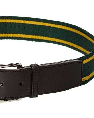 Tod's Web & Leather Belt - Green