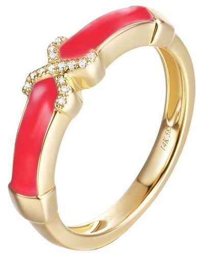 Diana M. Jewels Fine Jewellery 14k Diamond Enamel Half-eternity Ring - Pink