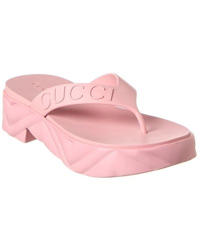 Gucci Logo Rubber Platform Sandal - Pink