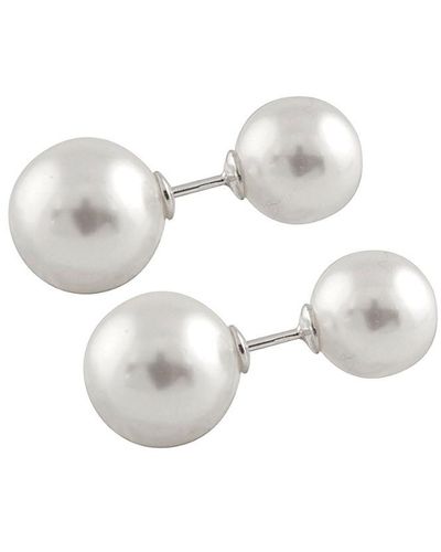 Splendid Silver 10-14mm Shell Pearl Earrings - White