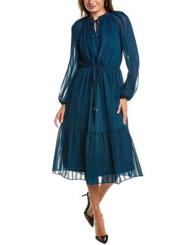 Julia Jordan Plaid Chiffon Midi Dress - Blue