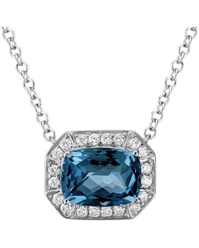 Diamond Select Cuts 14k 1.85 Ct. Tw. Diamond & London Blue Topaz Necklace
