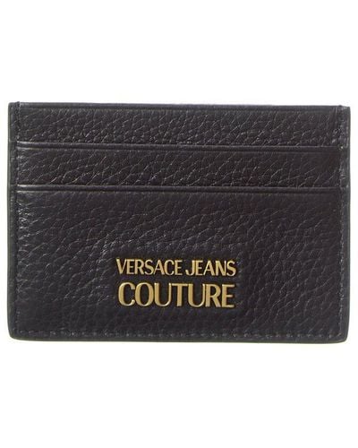 Versace Range Metal Lettering Leather Card Case - Black