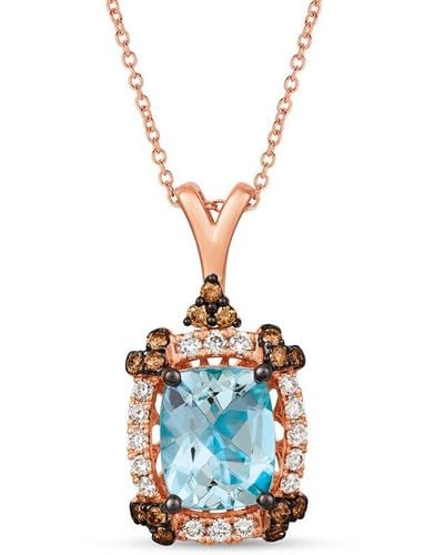 Le Vian Le Vian 14k Strawberry Gold 2.71 Ct. Tw. Diamond & Aquamarine Necklace - White