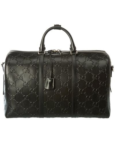 Gucci Embossed Leather Satchel - Black
