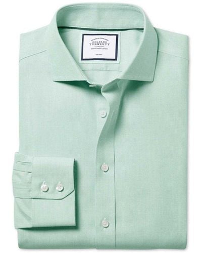 Charles Tyrwhitt Non-iron Ludgate Weave Cutaway Classic Fit Shirt - Green
