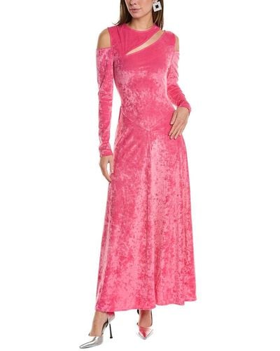 Ganni Velvet Jersey Maxi Dress - Pink