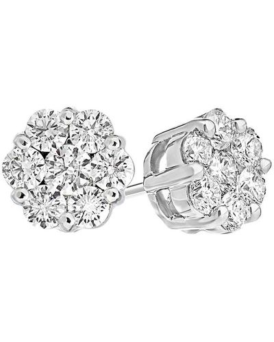 Suzy Levian 14k 1.00 Ct. Tw. Diamond Cluster Earrings - White