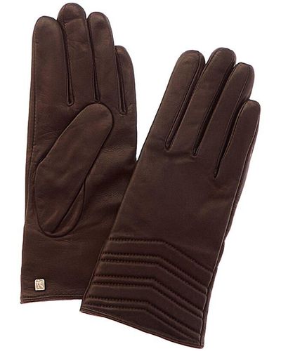 Bruno Magli Chevron Quilted Cashmere-lined Leather Gloves - Brown