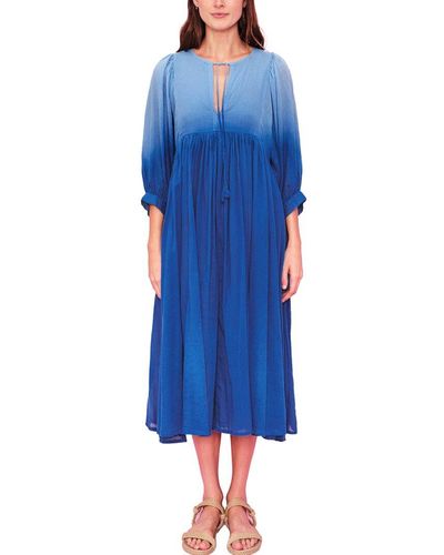 Sundry Blouson Sleeve Midi Dress - Blue