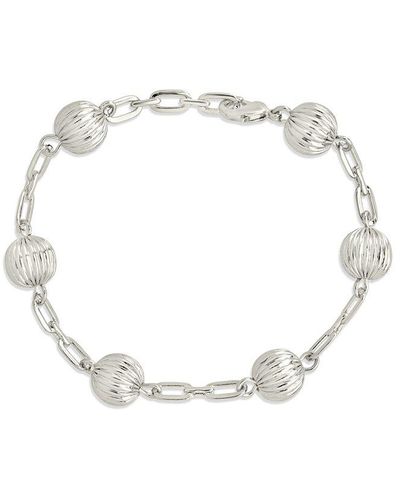 Sterling Forever Textured Sphere Chain Bracelet - White