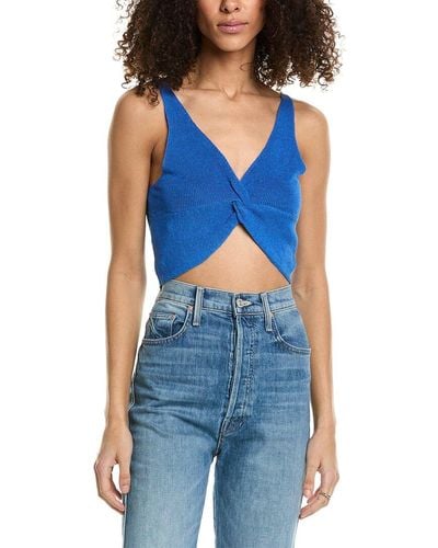 Ba&sh Knit Linen-blend Top - Blue