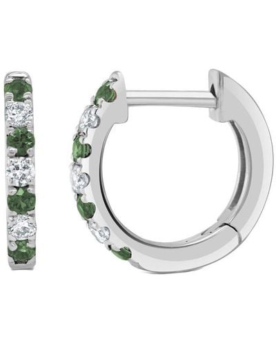 Sabrina Designs 14k 0.20 Ct. Tw. Diamond & Emerald Huggie Earrings - Metallic
