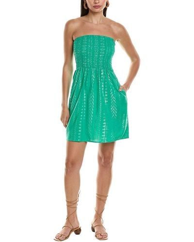 Elan Smocked Mini Dress - Green