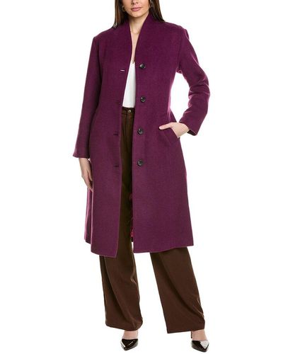 Avec Les Filles Overlap Wool-blend Coat - Purple