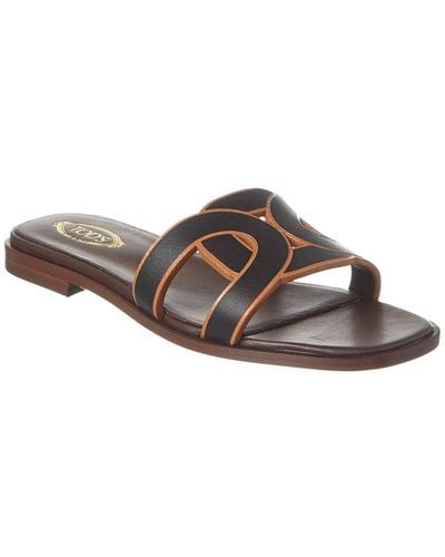 Tod's Logo Leather Sandal - Brown