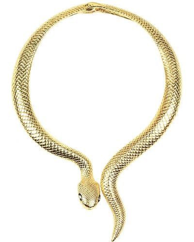 Eye Candy LA Golden Snake Statement Necklace - Metallic