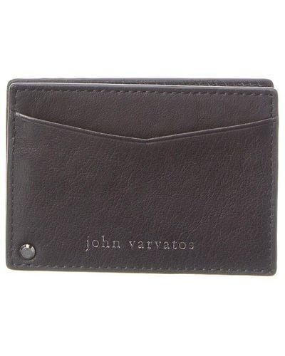 John Varvatos Heritage Dual Swing Leather Card Case - Gray