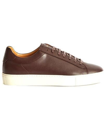 Reiss Finley Leather Trainer - Brown