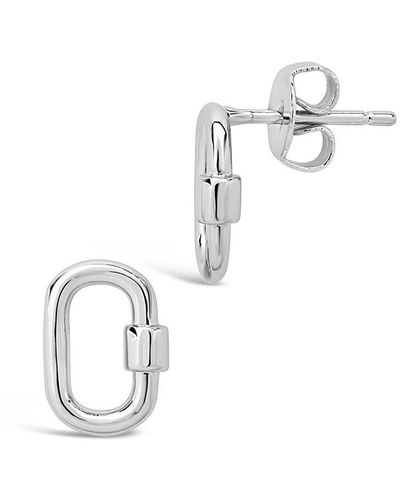 Sterling Forever Rhodium Plated Carabiner Lock Studs - White