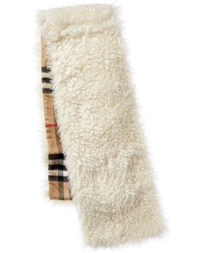 Burberry Reversible Check Cashmere & Mohair-blend Scarf - White