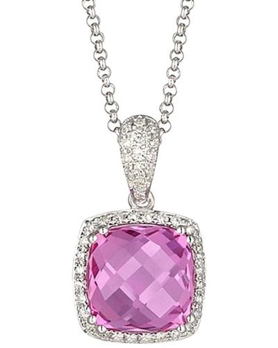 Diana M. Jewels Fine Jewelry 14k 6.17 Ct. Tw. Diamond & Pink Corrondum Necklace