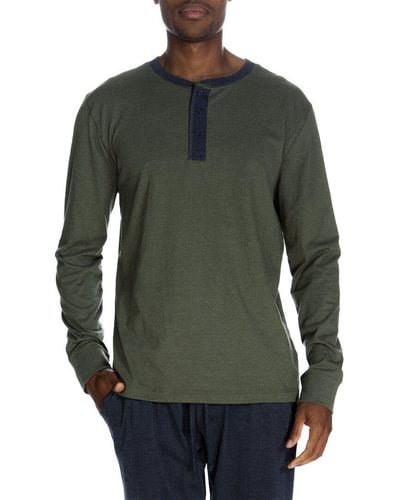 Unsimply Stitched Lounge Henley Shirt - Green