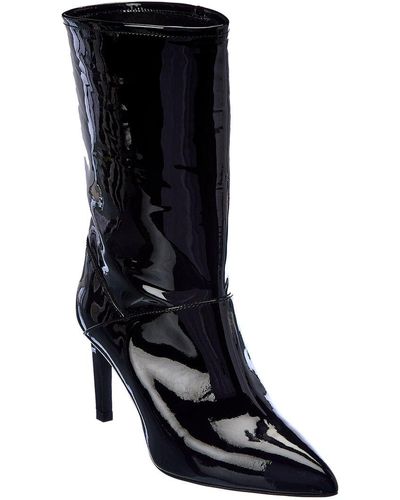 Shop AllSaints Orlana Metallic Embossed Leather Mid-Calf Boots