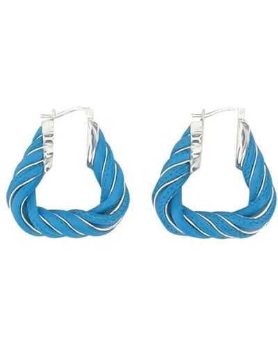 Bottega Veneta Twisted Hoop Earrings - Blue