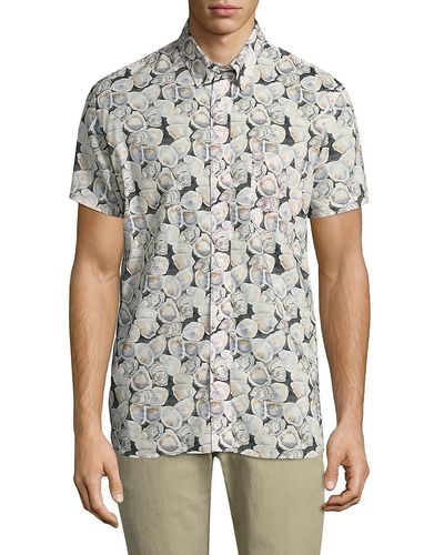 Billy Reid Oyster Printed Short Sleeve Shirt - Multicolor