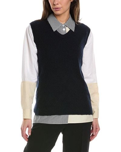 Lafayette 148 New York U-neck Wool & Cashmere-blend Sweater - Black