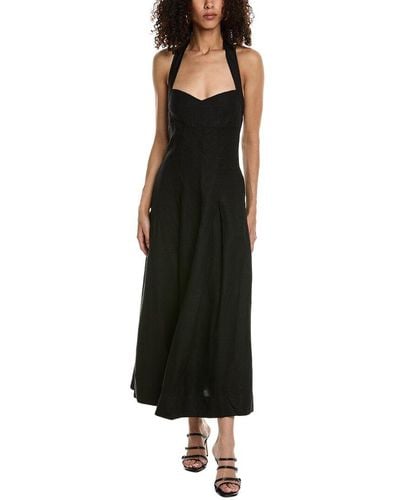 Nicholas Lulu Halter Linen-blend Maxi Dress - Black