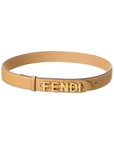 Fendi Graphy Leather Belt - White