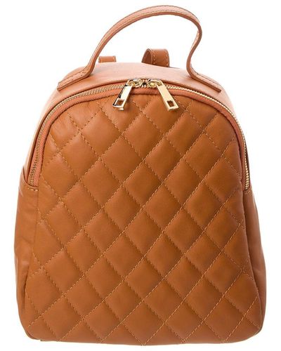 Persaman New York Gina Quilted Leather Backpack - Brown