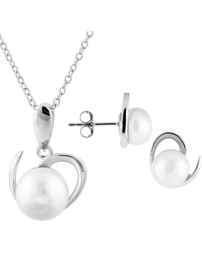 Splendid Silver 7-9mm Freshwater Pearl Earrings & Necklace Set - White