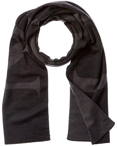 Lanvin Intarsia Knit Logo Wool Scarf - Black