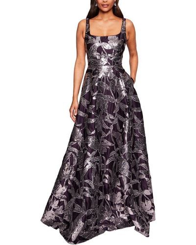 Marchesa Square Neck Strapless Bal Long Gown - Purple