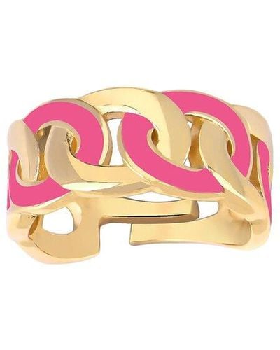 Gabi Rielle 14k Over Silver Enamel Dreamweaver Adjustable Ring - Pink