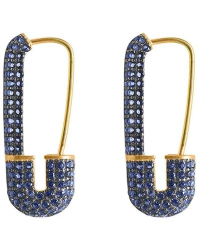 Gabi Rielle Cz Sapphire Safety Pin Pave Earrings