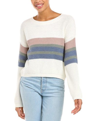 RAFFI Stripe Rib Cashmere-blend Sweater - Blue