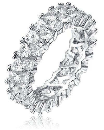 Genevive Jewelry Rhodium Plated Cz Eternity Ring - White