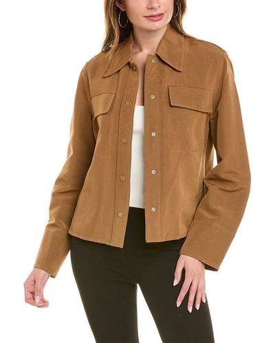 Vince Textured Shirt Jacket - Brown