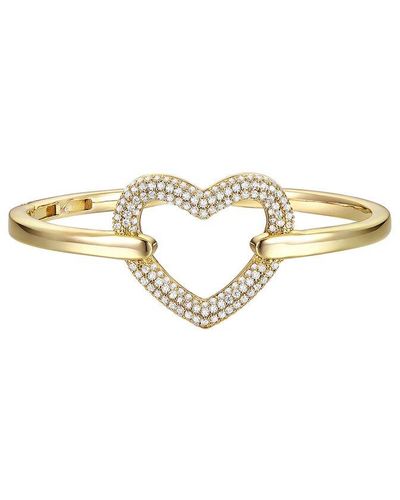 Genevive Jewelry 14k Over Silver Cz Heart Halo Stacking Bracelet - Metallic