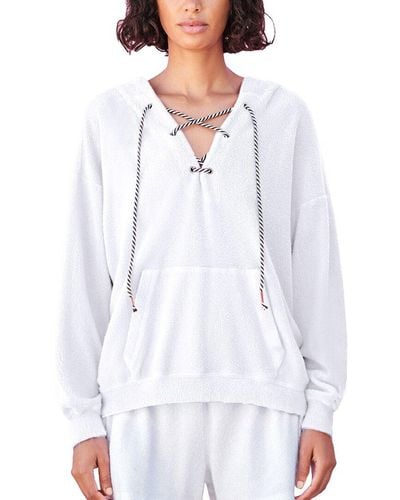 Sundry Sherpa Lace-up Hoodie - White