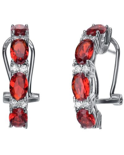Genevive Jewelry Silver Cz Hoops - Red