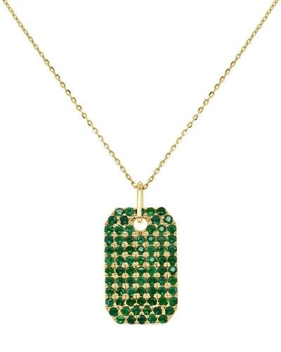 Sabrina Designs 14k 1.66 Ct. Tw. Diamond & Emerald Dog Tag Pendant - Metallic